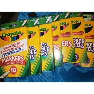 Crayola 10ct Classic Fine Line Markers and Color Pencils Bundle! Fast Shipping!